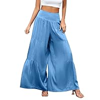 Try Before You Womens Clothing Loose Cotton Patchwork Wide Leg Pants Ladies Trousers Lightweight Linen Pants Women