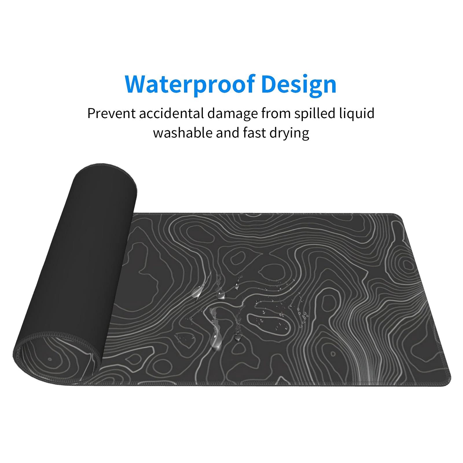Echoserein,Topographic Contour Gaming Mouse Pad Large XL Long Extended Pads Big Mousepad Keyboard Mouse Mat Desk Pad Home Office Decor Accessories for Computer Pc Laptop,Rubber