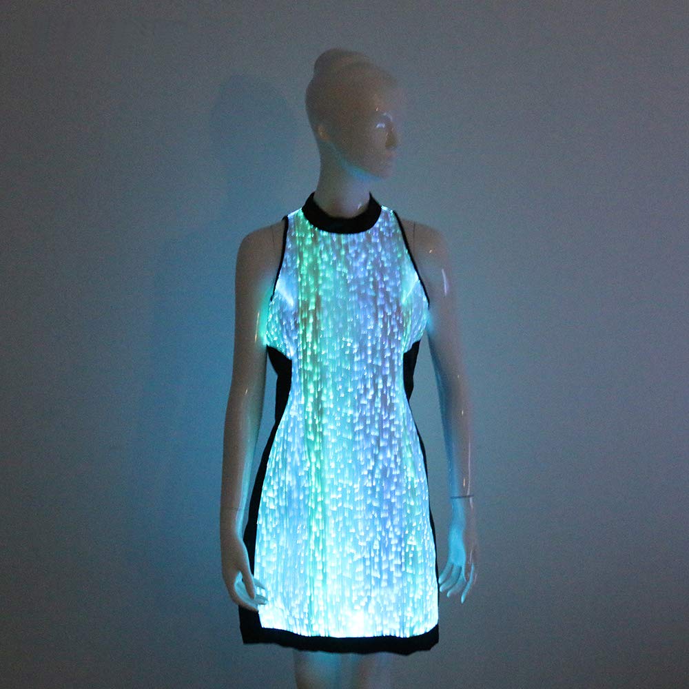 LED RGB Glow in The Dark Birthday Elegant Evening Party Dress,Mobile APP Control