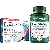 Purity Products Bundle - Flexuron Joint Formula + EverStrong Tablets Flexuron - Krill Oil, Hyaluronic Acid + Astaxanthin - EverStrong- Muscle Matrix Blend w/Creatine, Coffee Fruit Extract + More