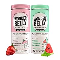 Antacid Chewable Tablets Bundle Effective Heartburn and Instant Acid Indigestion Relief, Maximum Strength (Strawberry Milkshake & Watermelon Mint)