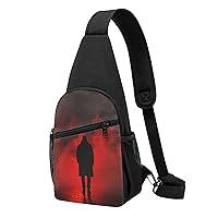 Sling Bag Crossbody for Women Fanny Pack Red Smoke Men Chest Bag Daypack for Hiking Travel Waist Bag