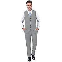 Men's Herring Bone 2 Piece Suit Slim Fit Casual Wedding Groomsmen Vest Pants Set