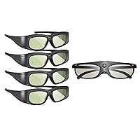 Elikliv 4 Pack G05 Active Shutter 3D Glasses + 1 Pack JX60 Active Shutter 3D Glasses Compatible with Epson 3D Projector, TDG-BT500A TDG-BT400A TY-ER3D5MA