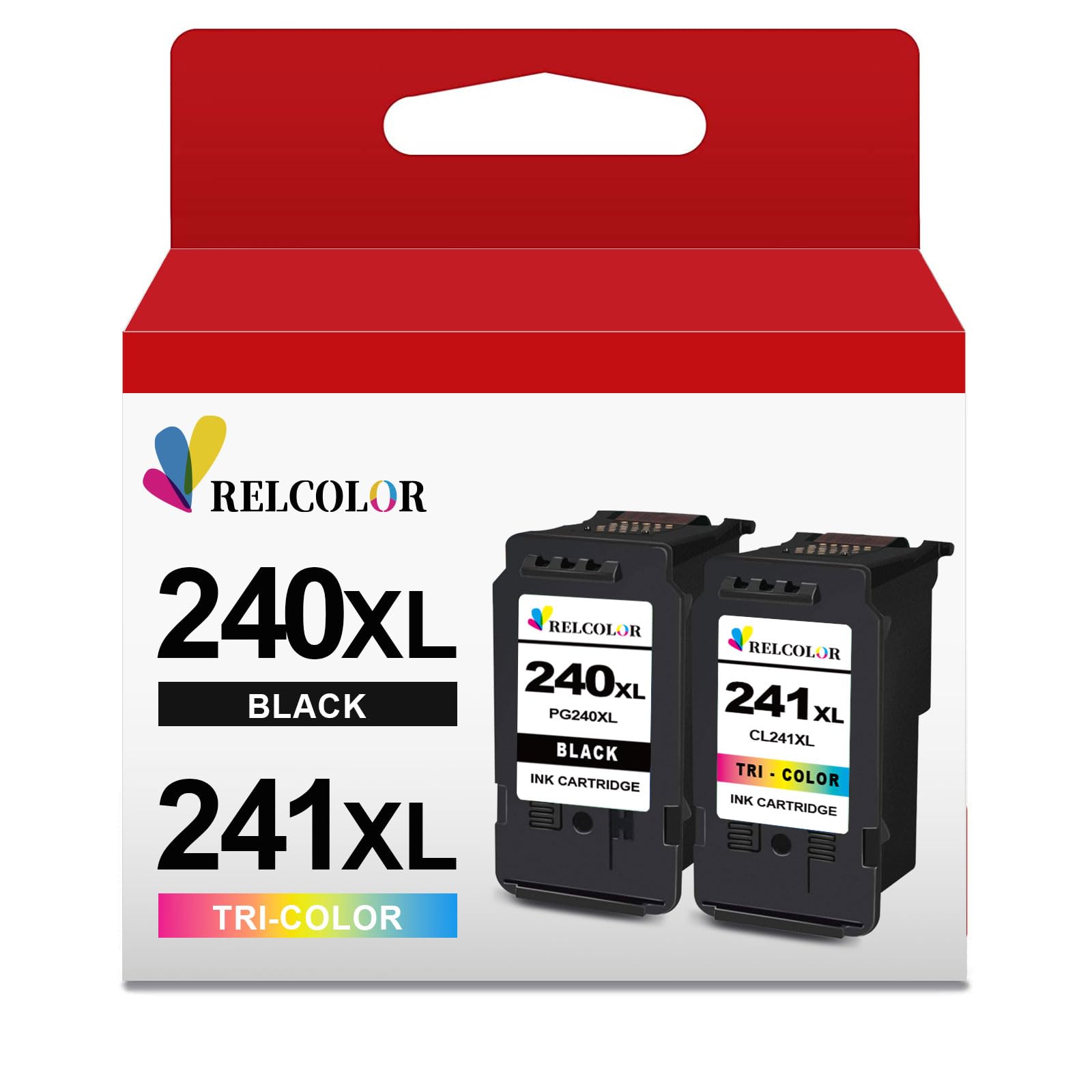 Relcolor 2X Capacity 240XL 241XL Ink Cartridges Black Color Combo Pack for Canon PG-240 CL-241 XL PG240 CL241 for Cannon Pixma MG3620 MG3600 TS5120 TS5100 MG3520 MG2120 MX452 MX532 MX472 MX512 Printer