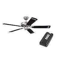 Westinghouse Lighting Cyclone 132 cm Ceiling Fan without Light with Wireless Remote Control - Brushed Steel, Reversible Blades Black/Silver, Quiet and Efficient, for Rooms up to 25 m², Summer and