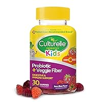 Culturelle® Daily Probiotics for Kids + Veggie Fiber Gummies with Vitamin C Digestive Health & Immune Support* (Ages 3+) – Berry Flavor - 30 Count