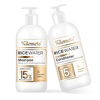 Rice Water Shampoo and Conditioner Set for Thinning Hair - with Natural Ingredients including Biotin and Caffeine, Men and Women