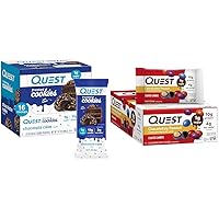Quest Nutrition Frosted Cookies Twin Pack, Chocolate Cake, 1g Sugar, 11g Protein, 2g Net Carbs + Chocolatey Peanut Coated Candies, 1g Sugar, 10g Protein, 4g Net Carbs, 12 Count