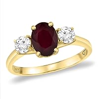 14K White Gold Natural Ruby & 2pc. Diamond Engagement Ring Oval 8x6 mm, Sizes 5-10