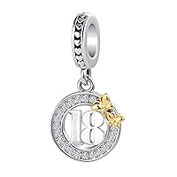 Happy Birthday 16 18 21 40 50 Years of Love Charm Butterfly Bead for European Bracelet