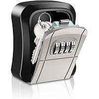 Fayleeko Key Lock Box Wall Mounted, Portable Lock Box for House Key, 5 Key Capacity, Weatherproof Resettable Code House Key Safe Security