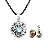 Moonstone Locket Necklace 925 Sterling Silver Personalised Locket That Holds Pictures Photo Lockets Pendant Lockets Jewellery for Women Girls Daughter Boyfriend Gift