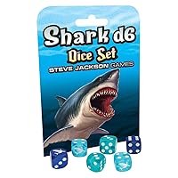 Shark d6 Dice Set | 6 Pcs | 16mm Six-Sided | Translucent Dice | Tabletop Roleplaying Games | RPG | from Steve Jackson Games