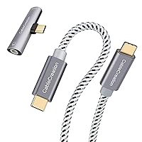 CableCreation Nylon USB C to USB C Cable 10ft 60W Bundle with USB C to 3.5mm Headphone and Charger Adapter