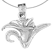 Silver Flower Necklace | Rhodium-plated 925 Silver Calla Lily Flower Pendant with 18