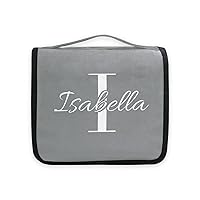 Gray Custom Hanging Toiletry Bag Personalized Makeup Cosmetic Bag Cosmetic Case Large Capacity Travel Toiletry Organizer for Toiletries Shaving Brush Storage