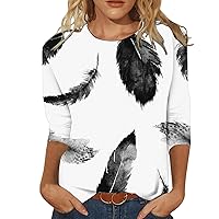 3/4 Sleeve Tops for Women Casual Sparkly Print Spring Summer Tops Crew Neck Tunic Tops 2024 Fashion Basic Tees