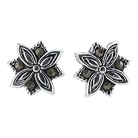 Touch Jewellery 925 Sterling Silver Flower Stud Earrings With Marcasite