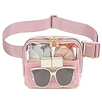 Clear Fanny Pack Clear Belt Bag stadium approved for Women Men clear purse tote bag Crossbody Transparent Waist Bag for Concerts with Adjustable Strap(Pink)