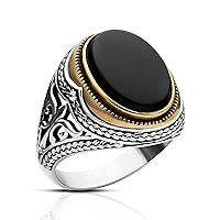 Large Natural Onyx Men Signet Luxury Rings 10K 14K 18K Gold S925 Engagement Promise Anniversary Jewelry Gifts for Him