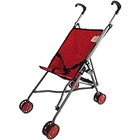 The New York Doll Collection First Dolls Stroller for Kids, Onepiece – Red Color For18” Folds for Storage - Great Gift for Toddlers