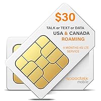 SpeedTalk Mobile $30 SIM Card for GSM GPS Tracking Kid Child Elderly Pet SmartWatch Car Tracker Devices Locators - 6 Months Service - USA Canada & Mexico Roaming