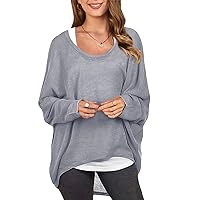ZANZEA Women's Off-Shoulder Batwing Sleeve Blouse Casual Loose Oversized Baggy T-Shirt Sweater Pullover Top