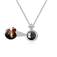 Personalized Photo Picture Projection Necklace 925 Sterling Silver Custom Round Circle Pendant Necklace With Picture Inside Romantic Memory Jewelry Birthday Christmas Gifts For Women Girls