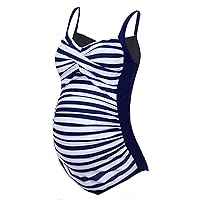 iiniim Womens Two Piece Maternity Swimsuit Bathing Suit Retro Twist Front Tankini Swimwear Beachwear