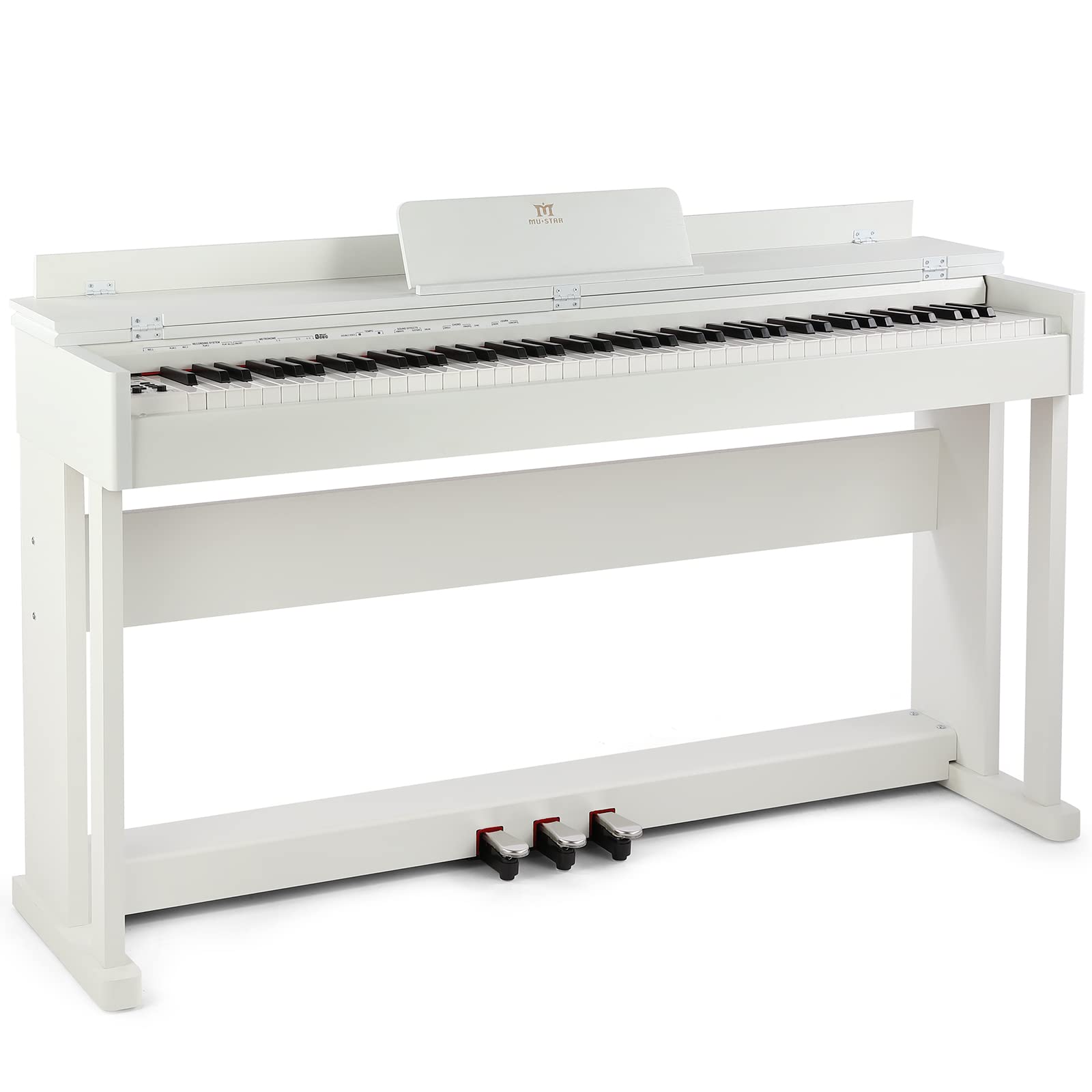 MUSTAR Digital Piano 88 Tasten mit Hammermechanik, E Piano weiß, E-Klavier mit 3 Pedale Adapter, 2 Kopfhöreranschluss, Duales Kontrollsystem, USB/MIDI, Klassisch professionell
