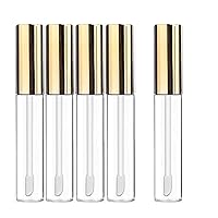 Empty Lip Gloss Tubes with Wand Concealer Cuticle Oil Dispenser Refillable Cosmetic Containers Bottles, Gold 10 ml 5 Pack