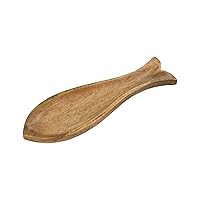 Creative Co-Op Carved Wood Fish Shaped Plate, Natural Dish Large