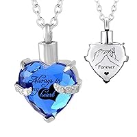 Stainless Steel Cremation Jewelry Heart Ashes Keepsake Crystal Pendant Urn Necklace Ashes Engraved Keepsake Memorial Pendant (September)