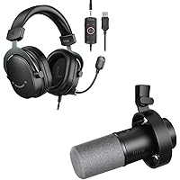 FIFINE Over-Ear Wired Headset and Dynamic Microphone,Gaming Headset with 7.1 Surround Sound,Detachable Microphone,Studio Metal Mic with Mic Mute,Headphone Jack,for Vocal Recording PS4/PS5(H9+K688)