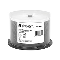 Verbatim DVD-R 4.7GB 8X Datalifeplus White Inkjet Printable Surface, Hub Printable - 50Pk Spindle