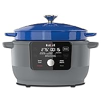 Instant Electric Round Dutch Oven, 6-Quart 1500W, From the Makers of Instant Pot, 5-in-1: Braise, Slow Cook, Sear/Sauté, Cooking Pan, Food Warmer, Enameled Cast Iron, Included Recipe Book, Blue