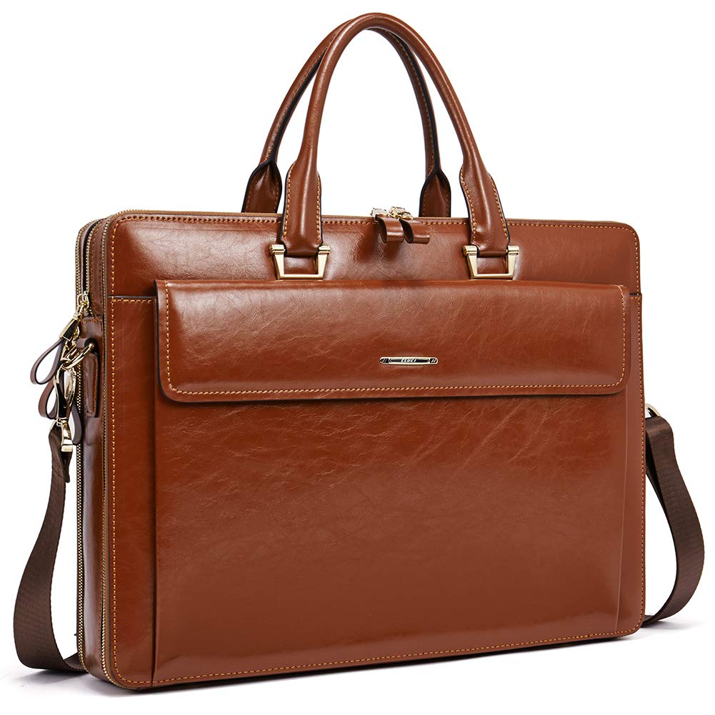 CLUCI Women Leather 15.6 Inch Business Briefcase