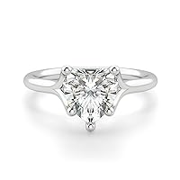 Siyaa Gems 1.80 CT Heart Moissanite Engagement Ring Colorless Wedding Bridal Solitaire Halo Bazel Style Solid Sterling Silver 10K 14K 18K Solid Gold Promise Ring Gift