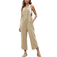 Flygo Women's Casual Cotton Wide Leg Overalls Baggy Rompers Jumpsuit with Pockets