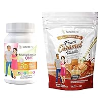 30-Day Bariatric Vitamin Bundle (Multivitamin ONE 1 per Day! with 45mg Iron Chewable - Orange Citrus and Calcium Citrate Soft Chews 500mg with Probiotics - French Caramel Vanilla)