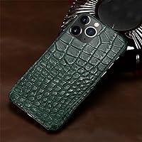 Natural Crocodile Leather Phone Case for iPhone 13 15 Pro Max 11 12 14 ProMax 13Pro 15 Plus 15Pro 14Pro 14Plus Cover,Green 2,for iPhone 12Pro Max