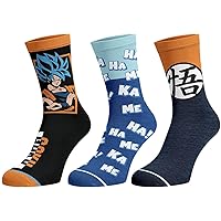 Bioworld Dragon Ball Z The Movie Men's Super Broly 3-Pack Mid-Calf Adult Crew Socks Shoe Size 8-12