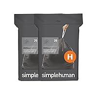simplehuman Code H Odorsorb Custom Fit Drawstring Odor Absorbing Trash Bags in Dispenser Packs, 40 Count, 30-35 Liter / 8-9 Gallon