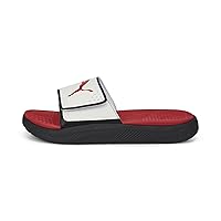 PUMA Men's SOFTRIDE SLIDE ALTERNATE CLOSURE Sandal, Puma Black-Puma Red-Puma White, 10