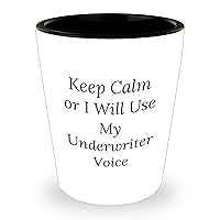 Funny Underwriter Gifts | Keep Calm Or I Will Use My Underwriter Voice Shot Glass | Gifts for Underwriters | Inappropriate Sarcasm Underwriter Gifts | Mother's Day Unique Gifts from Coworkers