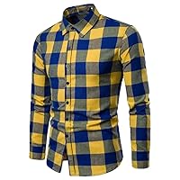 Spring and Autumn Men' Casual Long-Sleeved Plaid Shirt