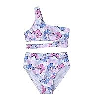 Girls Swimsuit 20 Swimsuit Sport Butterflies Prints High Waist Bikini Set Swimwear Beach Bathing Suit Short
