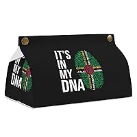 It's in My DNA Dominica Flag Tissue Box Cover Square PU Leather Decorative Holder Dresser Accessories for Bathroom Vanity Night Stands