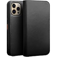 Wallet Case for iPhone 13 Mini/13/13 Pro/13 Pro Max, Handmade Cowhide Genuine Leather Flip Phone Case with Card Holder Kickstand TPU Shell Folio Cover (Color : Black, Size : 13)
